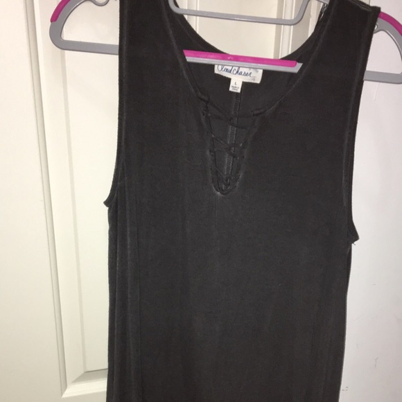 Dark Grey Lace Front Tank - Picture 1 of 3